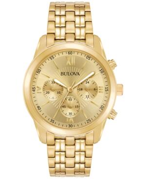 Bulova Men's Chronograph Sport Gold-Tone Stainless Bracelet Watch 40mm 97A128