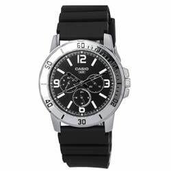 MTP-VD300-1B Standard Analog Resin Strap Black Dial Quartz Mens Watch - Adult