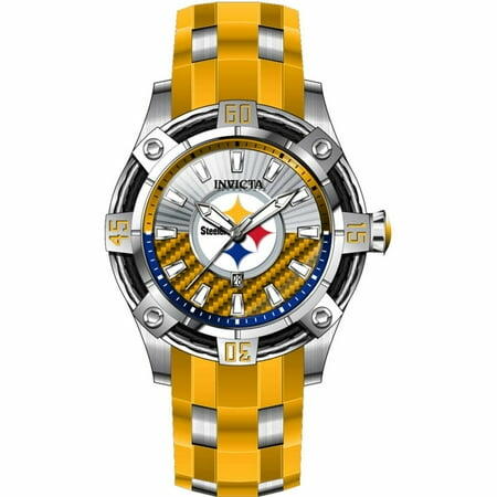 Invicta 42073 Men s NFL Yellow and Silver Tone Strap Quartz Watch