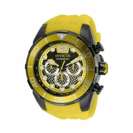 Invicta 35552 Men s Pro Diver Gunmetal Case Yellow Strap Watch