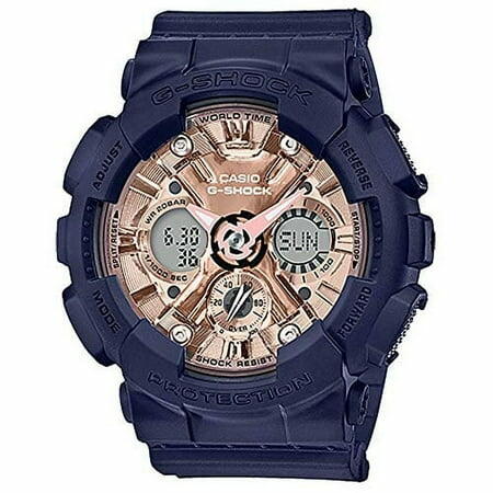 Casio G-Shock S Series Digital Analog Ladies Watch GMA-S120MF-2A2 Blue Rose Gold