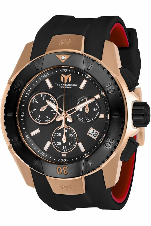TechnoMarine Men's Black Quartz Watch TM616005 UF6, Gold, Quartz Watch, Chronograph (One Size, Multicolored)