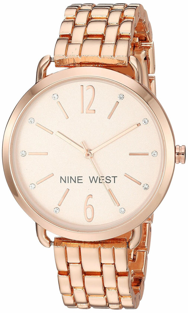 NINE WEST Women's Quartz Metal and Alloy Dress Watch, Color:Rose Gold-Toned