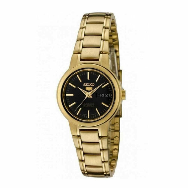 SEIKO Series 5 Automatic Black Dial Ladies Watch SYMK22K1 Gold tone