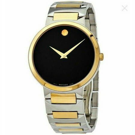 MOVADO TEMO 0607293 SILVER & GOLD STAINLESS STEEL BLACK DIAL MEN S WATCH