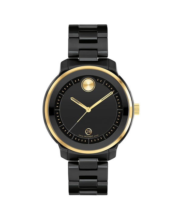 Movado Bold Verso Watch for Women Black w/ Gold tone Swiss Quartz 3600936