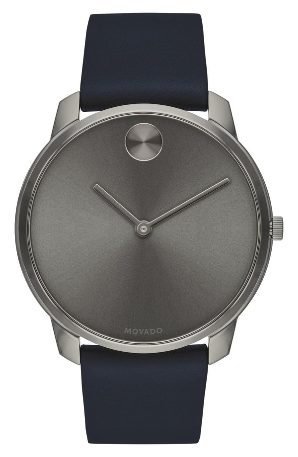 Movado Men s Bold Grey Dial Watch Leather - 3600586