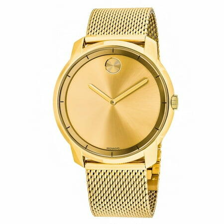 Movado Mens Bold Gold Dial Mesh Band Watch - 3600373