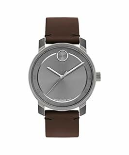 Movado Bold Access Men's Swiss Quartz Watch Leather Strap, Brown 3600916