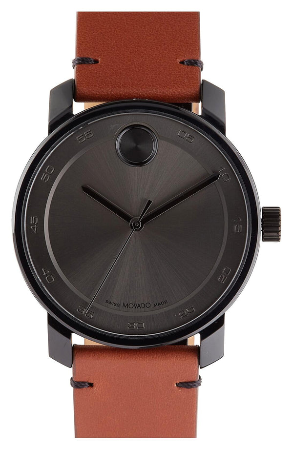Movado Bold Leather Strap Watch, 41mm in Grey at Nordstrom