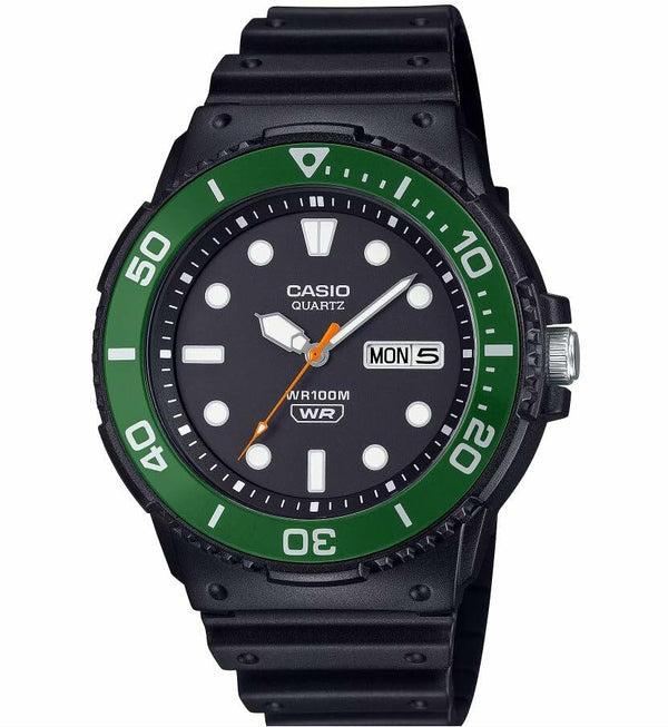 Casio MRW-230H-1E3 Black/Green Rotating Bezel 100M Water Resistant  Analog Watch