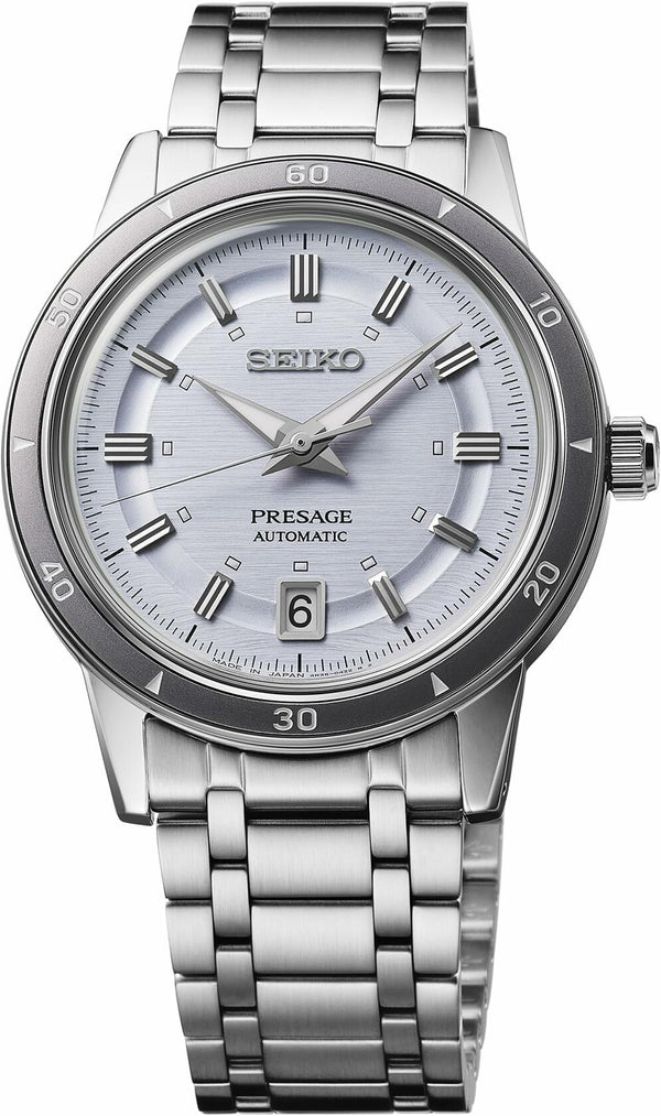 Seiko SRPL73 Watch for Men Automatic Presage Collection - Silver-Blue Dial