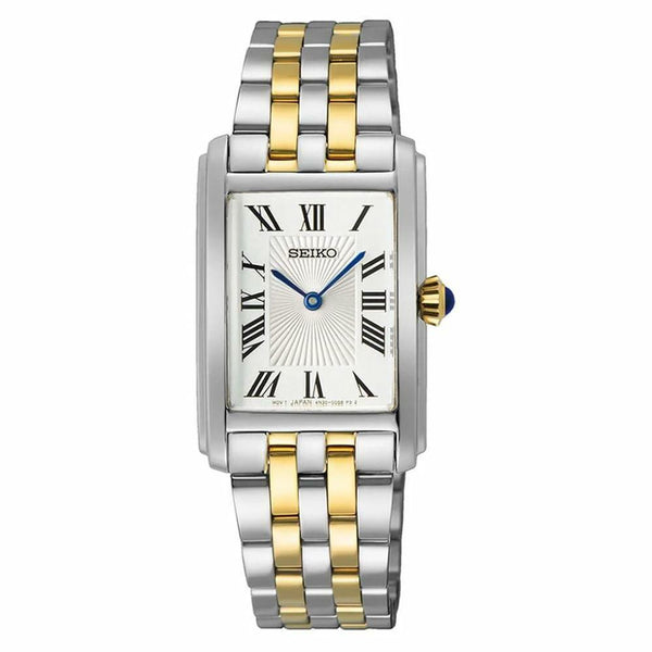 SEIKO Women's Square White Dial Two-Tone SWR087 Band Quartz Watch