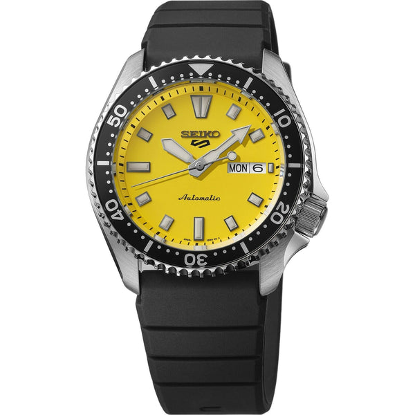 *NEW* Seiko 5 Sports SKX Series Yellow Dial Watch - SRPL87 Rubber strap