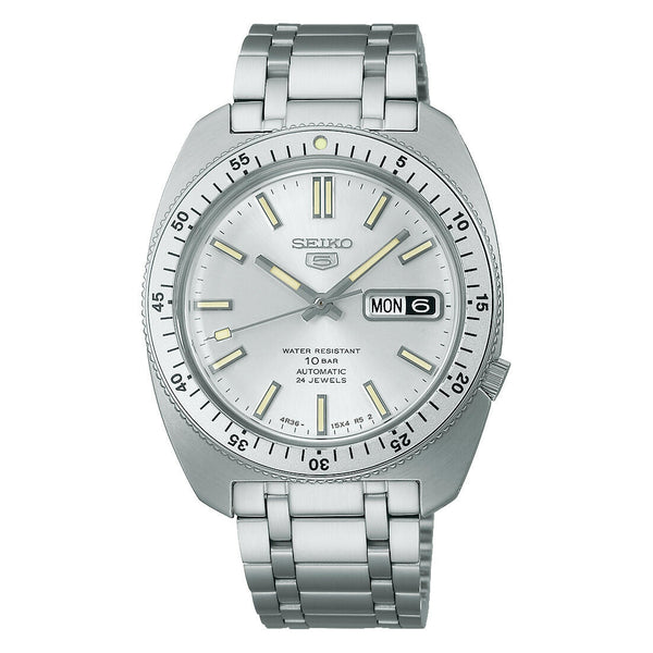 Seiko Men's 5 Sports 38.2mm Silver Dial Stainless Steel Watch SRPL91