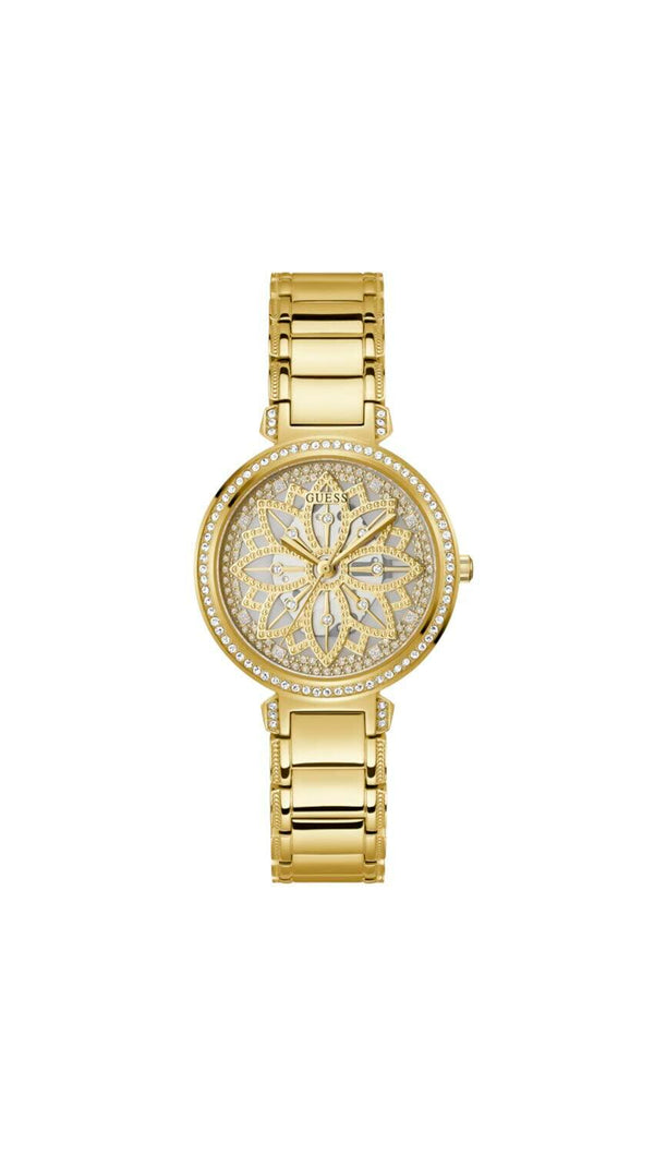 GUESS Ladies 36mm Watch - Gold Tone Bracelet Champagne Dial Gold Tone Case