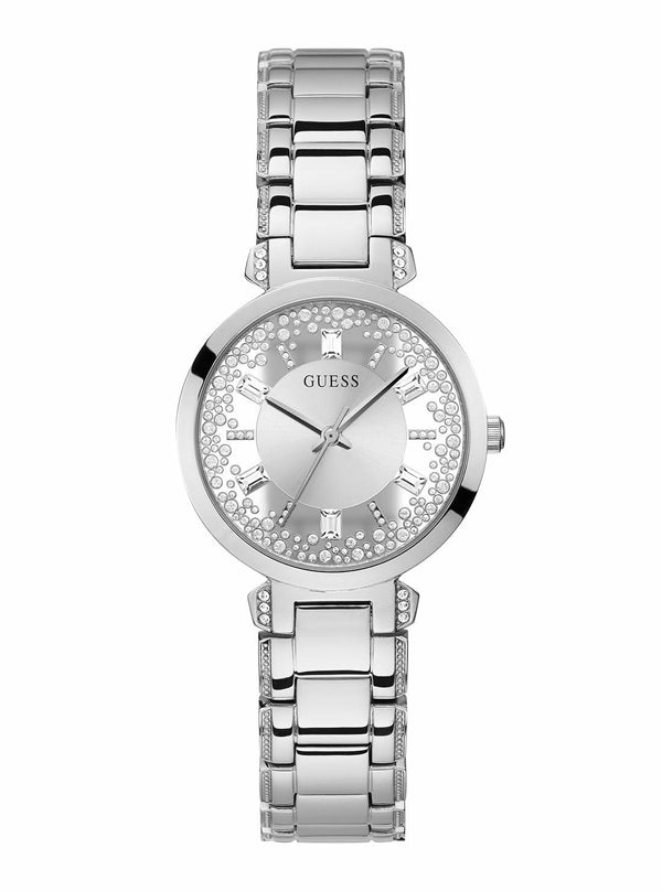 GUESS Ladies 33mm Watch - Silver Tone Strap Silver Dial Silver Tone Case