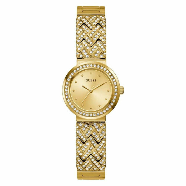 GUESS Ladies 28mm Watch - Gold Tone Strap Champagne Dial Gold Tone Case