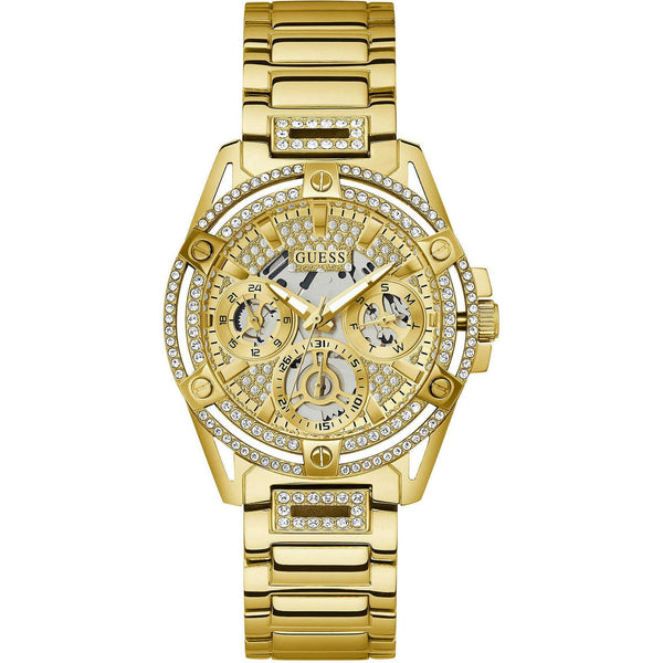 GUESS Ladies 40mm Watch - Gold Tone Strap Gold Tone Case Champagne Dial