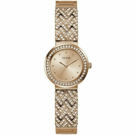 Women s Guess Rose Gold Elegant 28mm Crystallized Glitz Watch GW0476L3