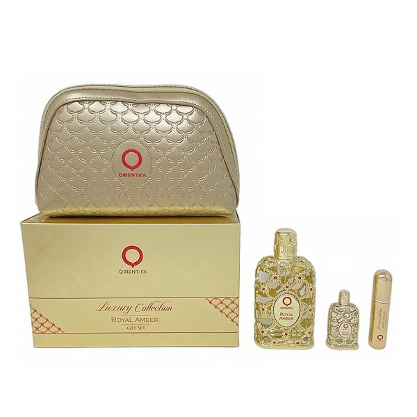 Orientica Royal Amber 4pc Gift Set 2.7 oz EDP + 0.33 oz EDP with Atomizer