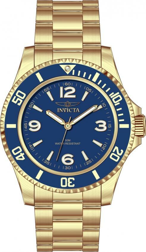 Invicta Specialty Blue Dial Quartz Gold Tone Stainless Steel Watch ...