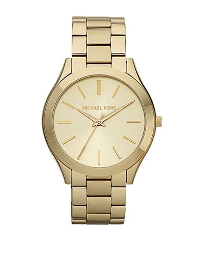 Michael Kors Women's Slim Runway Gold-Tone Watch 42mm MK3179