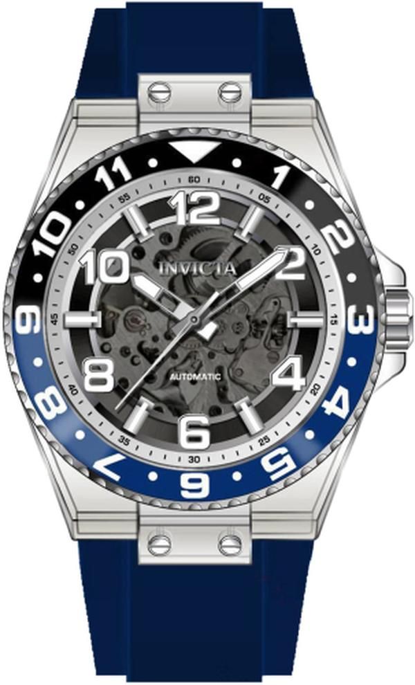 Invicta 44382 Speedway Automatic 3 Hand Skeleton Black Blue Dial Men Watch