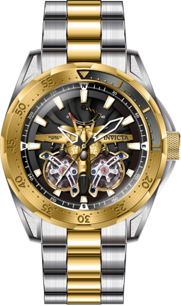 Invicta 44688 Aviator Automatic Multifunction Black & Gold Men Two tone Watch