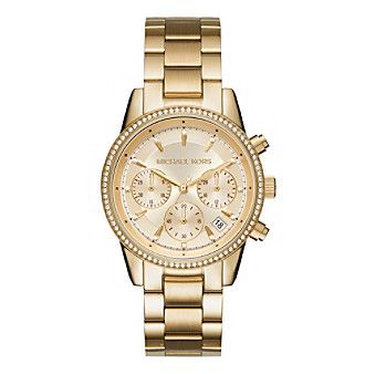 Michael Kors Ritz Chronograph Gold Dial Ladies Watch MK6356